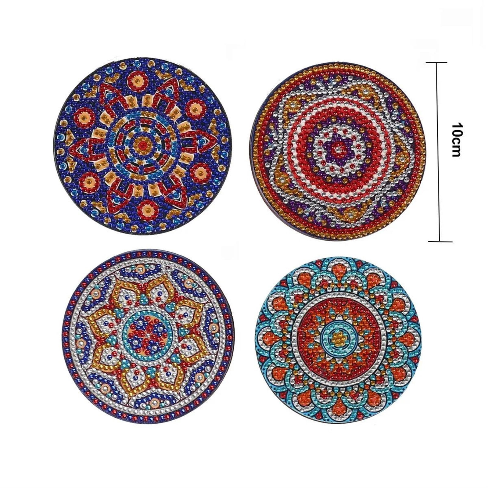 4Pcs/Set Vintage Diamond Painting Insulated Coasters Cups Abstract Datura Flowers Bohemian Printed Mats