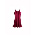 thumbnail image 3 of INSPIRE CHIC Women's Satin Slips Ruffles Hem Spaghetti Strap Plus Size Silky Camisole Nightgown Dress 2XL Burgundy, 3 of 6