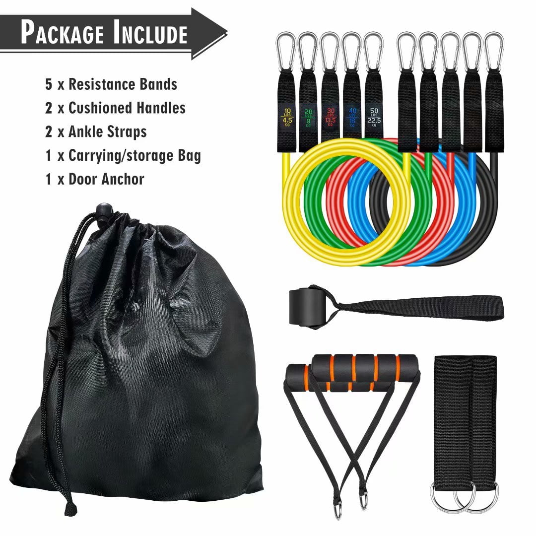 5-Piece Exercise Bands Back Stackable Up to 150 lbs ZIWEIHUA Fitness Insanity Resistance Bands Set Chest Glutes Belly Leg - Perfect Muscle Builder for Arms Portable Home Gym Accessories