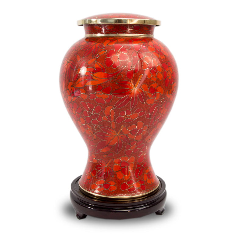 Cremation Urns Brass Funeral Urn Ashes Red Glenwood Small Heart Keepsake Urn with Stand Red