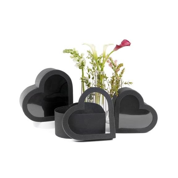 Set of 3-Heart Shaped Flower/Gift Boxes, Shiny Pearl Paper Finish