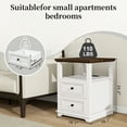 thumbnail image 3 of 18" Farmhouse Nightstand with Charging Station, White End Table with 2 Drawers & Storage Shelf, Rustic Bedside Table for Bedroom, Living Room, 18.1"D x 18.1"W x 24.2"H, Set of 2, 3 of 7