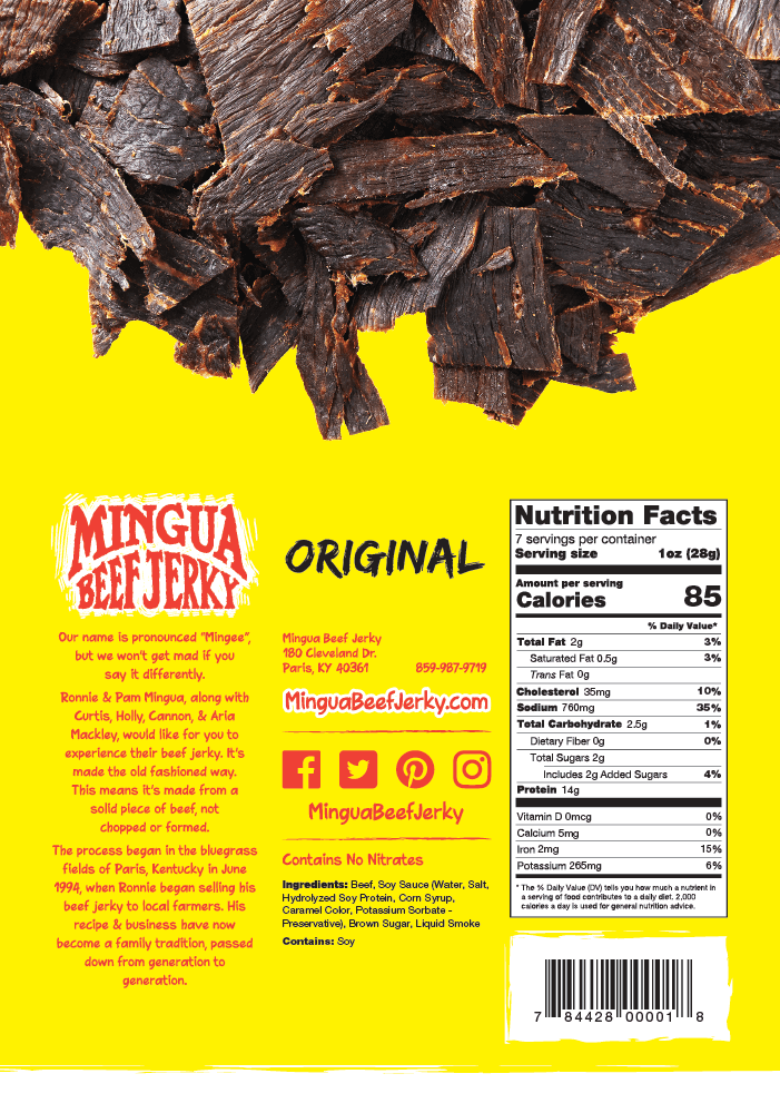Mingua Beef Jerky - 3 (Three) 7.0 oz Bags