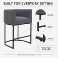 thumbnail image 5 of FANCROU 26" H Counter Height Bar Stools Set of 1, Fabric Barrel Stools with Back and Arms, Darkgray-Black Leg, 5 of 12