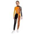 thumbnail image 2 of iiniim Little Girls One Piece Stretchy Bodysuit Long Sleeve Full Body Gymnastics Leotards Skating Romper Orange 8, 2 of 7