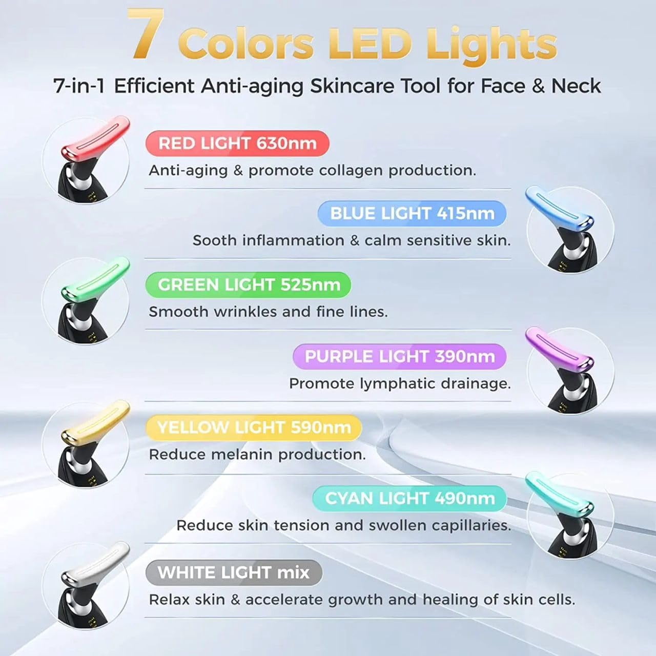 7 in 1 Color Mode Anti-Wrinkle face Massager, Neck Skin Tightening Device, and Anti-Aging Tool for a Personalized at-Home spa. Elevate Your Skincare Routine with This Premium Skincare Tool for face