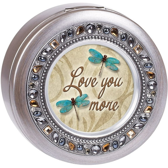 Cottage Garden Love You More Dragonfly Jeweled Pewter Colored Round Music Box Plays What a Wonderful World