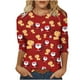 thumbnail image 2 of Pntutb Moda Mujer Chriatmas Impreso Camiseta 3/4 Mangas Blusa Cuello Redondo Casual tops Pntutb Pntutb-614, 2 of 5