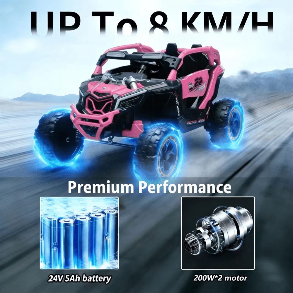 NovaDrive 24V Kids Ride On Electric UTV with Parent Remote Control, 4-Wheel Suspension, 2WD, 3 Speeds, Power Display, Bluetooth MP3 Music & LED Lights, Ages 3+
