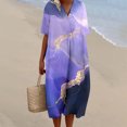 thumbnail image 2 of asddcavvf Robes pour Femmes Mode Été Plage Style Imprimé Col en V Manches 5/4 Décontracté, 2 of 5