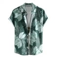 thumbnail image 3 of Retro Hawaiian Flower Shirt For Men Summer 3d Print Plants Leaves Short Sleeves Button Down Shirts Beach Tops Blouse Clothes FGS, 3 of 7