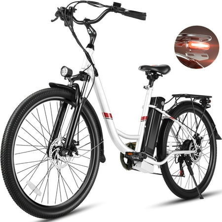 Gocio 26 in. Electric Bicycle 500W Electric Hybrid Bike, 48V Adjustable City Ebike for Adults, Suspension Fork, Max 50Miles 19MPH, 7 Speed Gears for Men and Women Electric Commuter Bike