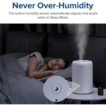 Levoit - Ultrasonic Top-Fill Cool Mist 2-in-1 0.5 Gal Humidifier & Diffuser - White