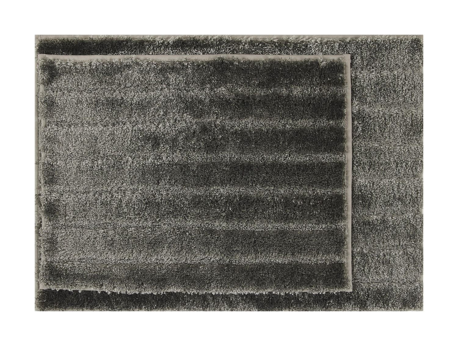 Ensemble de tapis pour salle de bain 2 pièces à rayures touffetées gris platine Mainstays