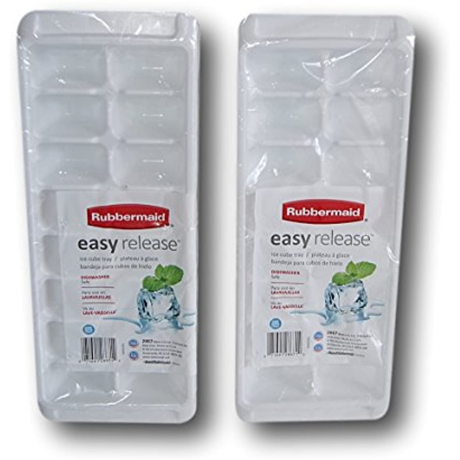 Rubbermaid White Easy Release Ice Cube Tray Set of 2, 12.5'' x 5' 