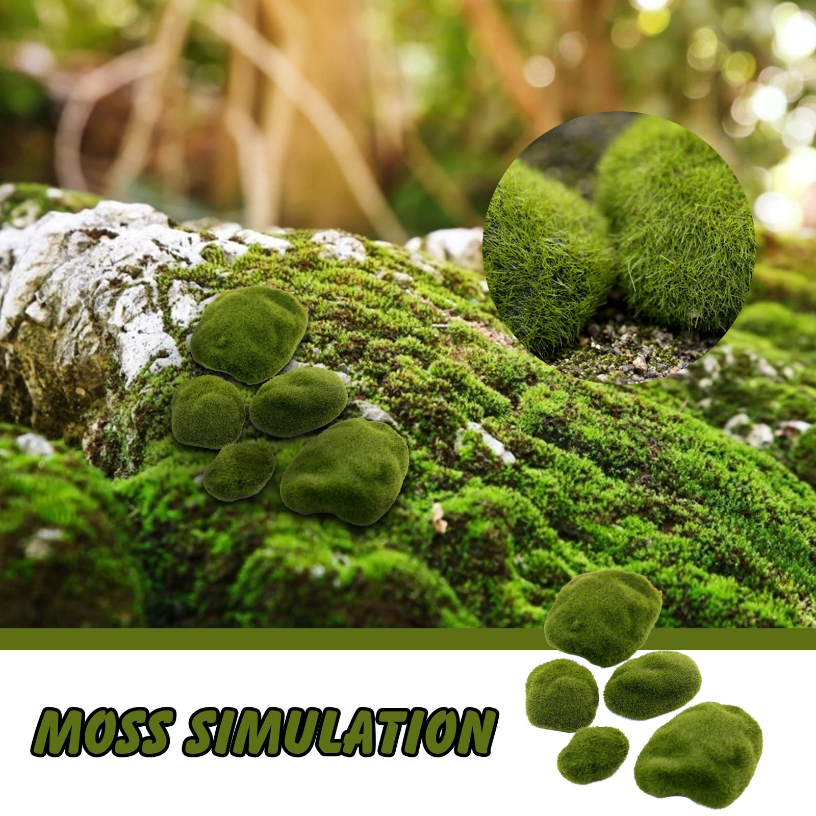 WNG Artificial Green Moss Ball Stone DIY Decorative