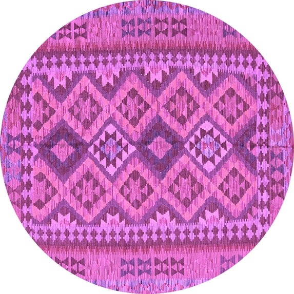 Ahgly Company Indoor Round Oriental Purple Traditional Area Rugs, 5' Round