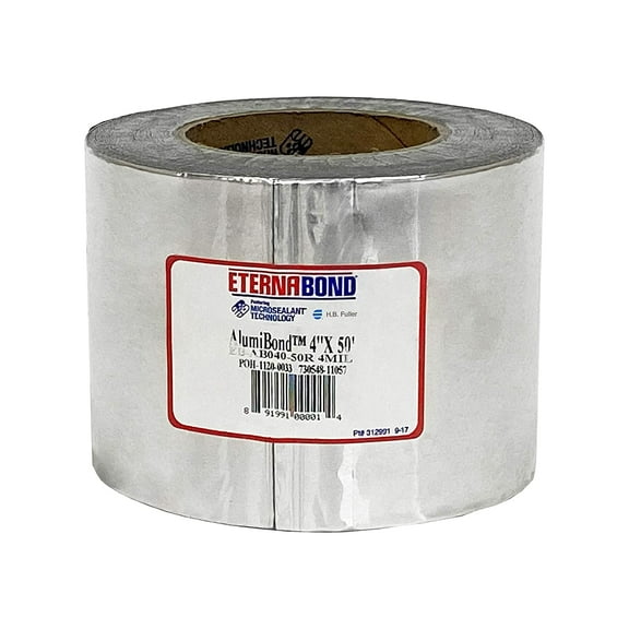 EternaBond AlumiBond 4" x50' MicroSealant Tape with 4mil Aluminum Backer | 21 mil Total Thickness | EB-AB040-50R - One-Step Durable, Waterproof and Airtight Repair