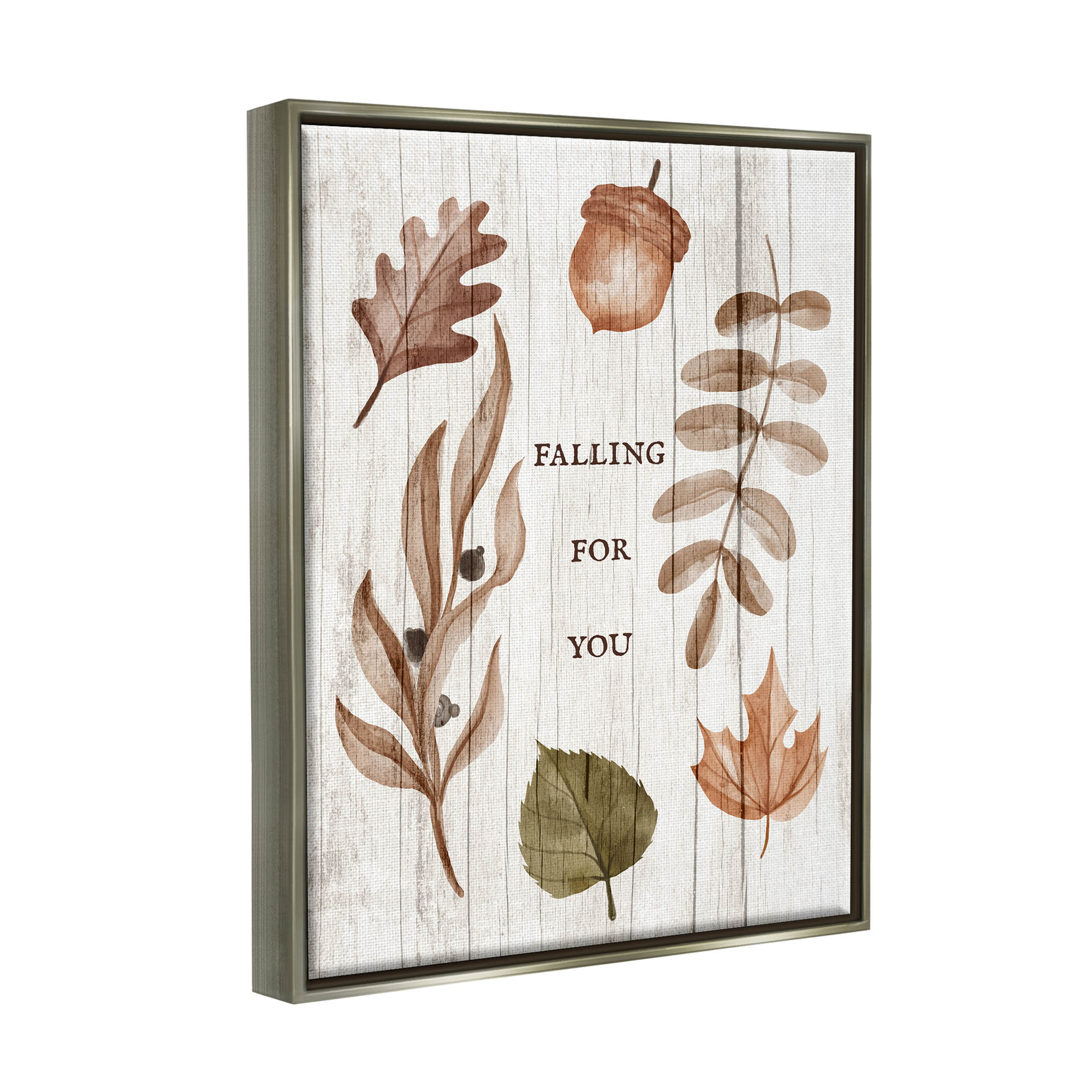 Stupell Industries Falling For You Fall Botanicals Graphic Art Luster Gray Floating Framed Canvas Print Wall Art, Design by Lil' Rue