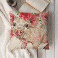 thumbnail image 3 of Flower Throw Pillow Covers Cute Farm Animal Pink Pig Design Cushion Case Decorative Square Pillow Protector (Cute Pig), 3 of 5