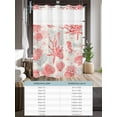thumbnail image 6 of No Hook Cloth Fabric Shower Curtain with Snap in Liner, Red Coastal Shells Waterproof Shower Curtains Set with See Through Top Window, Vintage Nautical Conch Coral Starfish Bath Curtains 48"x72", 6 of 6