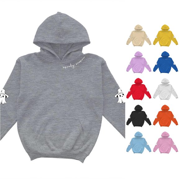 Girls Halloween Print Hoodie Long Sleeve Loose Fit Pullover Sweatshirt For Kids