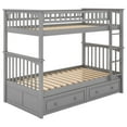thumbnail image 6 of Twin Over Twin Bunk Bed, Wood Convertible Bed Frame with Storage Drawers and Full Length Safety Guard Rails, Space Saving Bedroom Furniture, Can Converted into 2 Beds, Grey, 6 of 9
