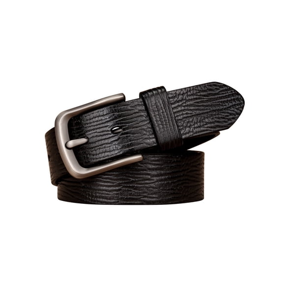 Catelles Genuine Leather Pin Buckle Men's Black Belt, Crocodile Texture Casual Style, Gift Box with Hole Puncher&For waist 42 in Width1.5 in(3.8cm)
