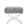 thumbnail image 2 of HomeRoots 487788 18 x 18 x 18 in. Gray Faux Fur & Clear Ottoman, 2 of 3