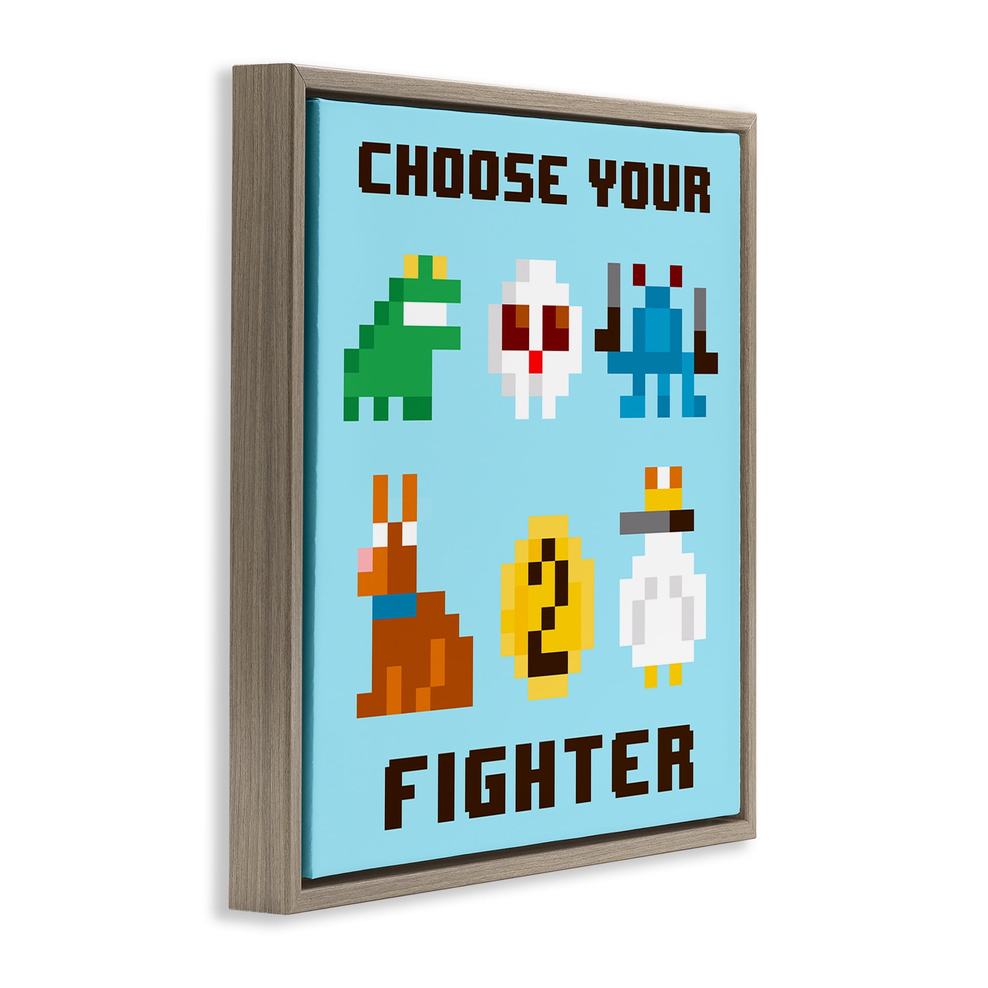 Stupell Industries Choose Gaming Fighter Entertainment Painting Brown Floater Framed Canvas Art Print Wall Art, 18 x 18