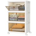 thumbnail image 1 of HOMIDEC Organisateurs de Garde-Robe, 3 Niveaux avec Couvercle Supérieur, Garde-Robe avec Roulettes, Organisateurs de Garde-Robe et Rangement pour Vêtements, Rangement Empilable pour Garde-Robe B, 1 of 7