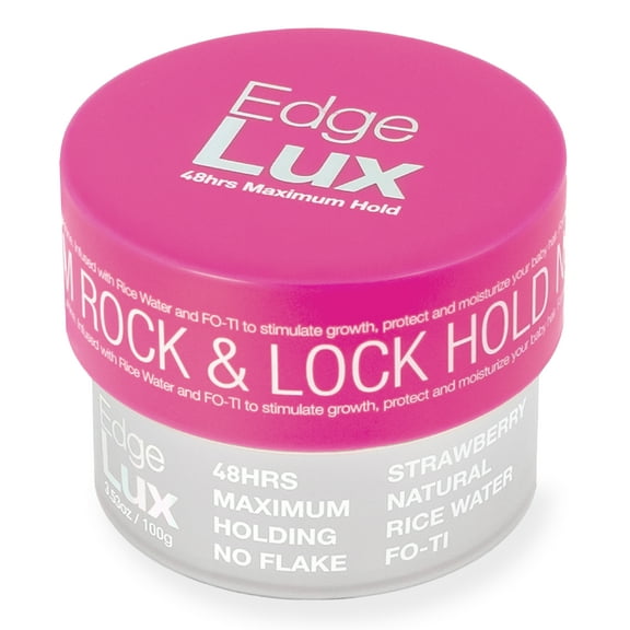 Lux Collection - Edge Lux Edge Control Wax 48 Hour Maximum Hold No Flaking Natural Ingredients Scented Conditioning Styling Hair Gel Tamer (3.53 Ounce (Pack of 1), Strawberry)