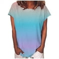 thumbnail image 2 of QLEICOM Women's Tee Shirts, Gradient Color Print Short Sleeve Crew Neck Tee Casual Loose Fit Summer Shirt Tops, Plus Size Gradient Loose Tops, Tees & Blouses for Women S-5XL, 2 of 5