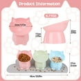 thumbnail image 2 of LUIISIS 3 Pcs Raised Cat Food Bowl Set with Mat,15 Degrees Elevated Cat Bowls,Anti Vomiting Tilted,Raised Cat Dish Plastic Slanted Stand Bowls for Pet Feeder,Pink,Green,Blue, 2 of 7
