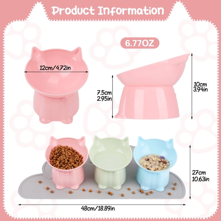 Luiisis Elevated Cat Bowl Set, 15° Tilted Design, 3 Pack photo 2