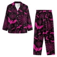thumbnail image 5 of Garronmavis Pink Bats Women Pajama Set 2 Piece Long Sleeve Button Down Sleepwear Nightwear PJs Cozy Loungewear Set for Women with Pockets (Halloween Style), 5 of 7