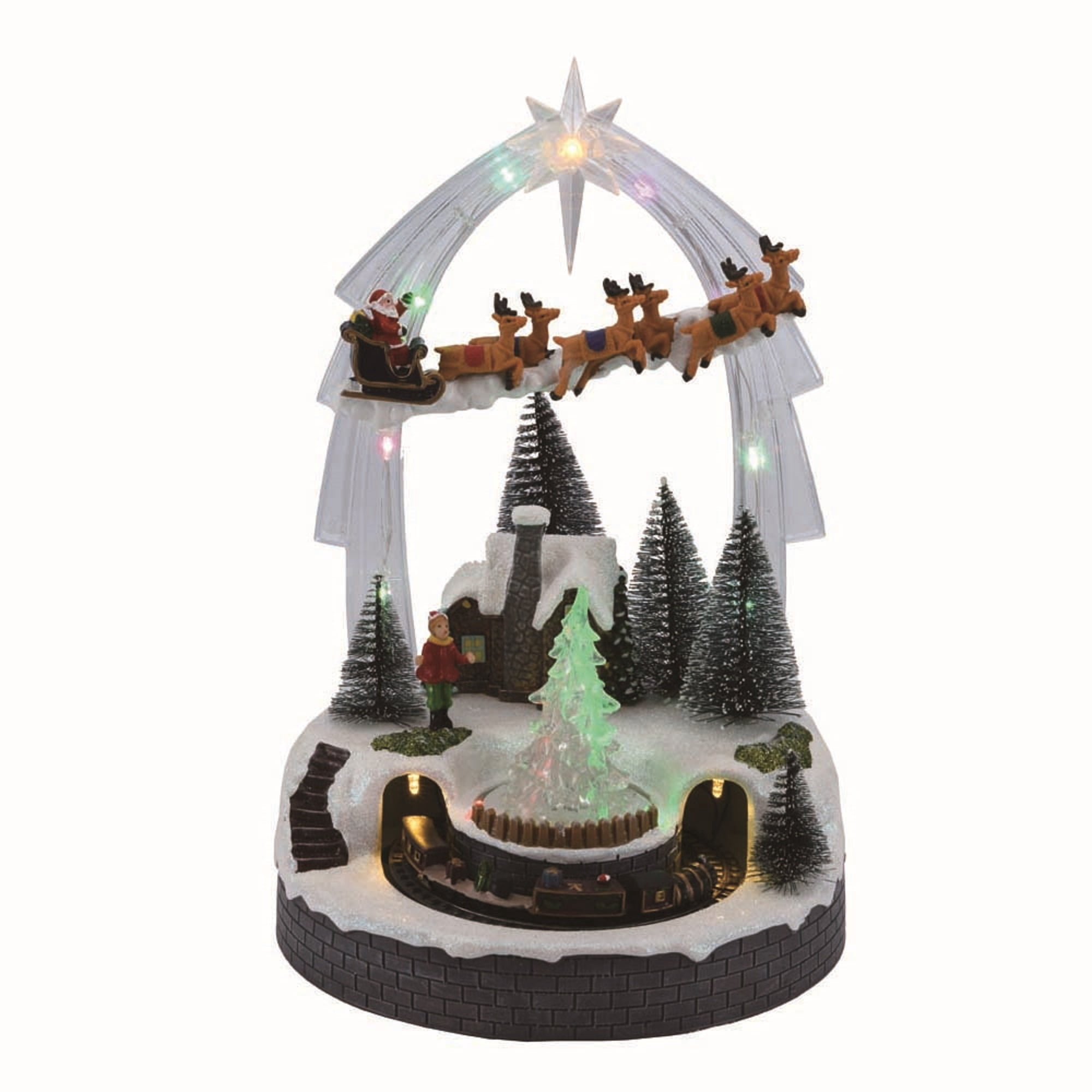 Light-Up and Musical Flying Santa Christmas Village Decoration, Multicolor, 11.37", by Holiday Time