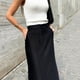 thumbnail image 3 of Gibobby faldas largas de mujer elegantes Elegante falda larga dividida de seda de cintura alta para mujer(Negro, L), 3 of 5