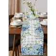 thumbnail image 4 of Farmhouse Blue Hydrangeas Flower Leaves Table Runner-36 Inch Long Grey White Plaid Table Runners Linen Burlap Tablerunner for Kitchen Dining Room Holiday Party, 4 of 9