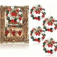 thumbnail image 3 of Mini Jingle Bell Christmas Wreath Ornament 2" Vintage Small Rust Christmas Wreaths with Twine Bow Pine Red Berries Xmas Tree Hanging Decoration for Xmas Holiday Indoor Home Decor, 3 of 6