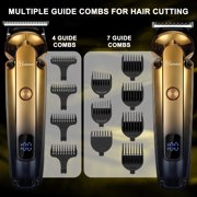 Hatteker 7-in-1 Men's Grooming Kit, Hair Clipper, Beard Trmmer, Cordless Waterproof Trimmer with Nose Ear Trimmer, Gold