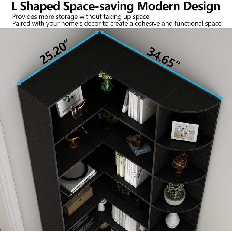 Loomie Bookshelves, 6 Tiers Shelf Large Tall Corner Etagere
