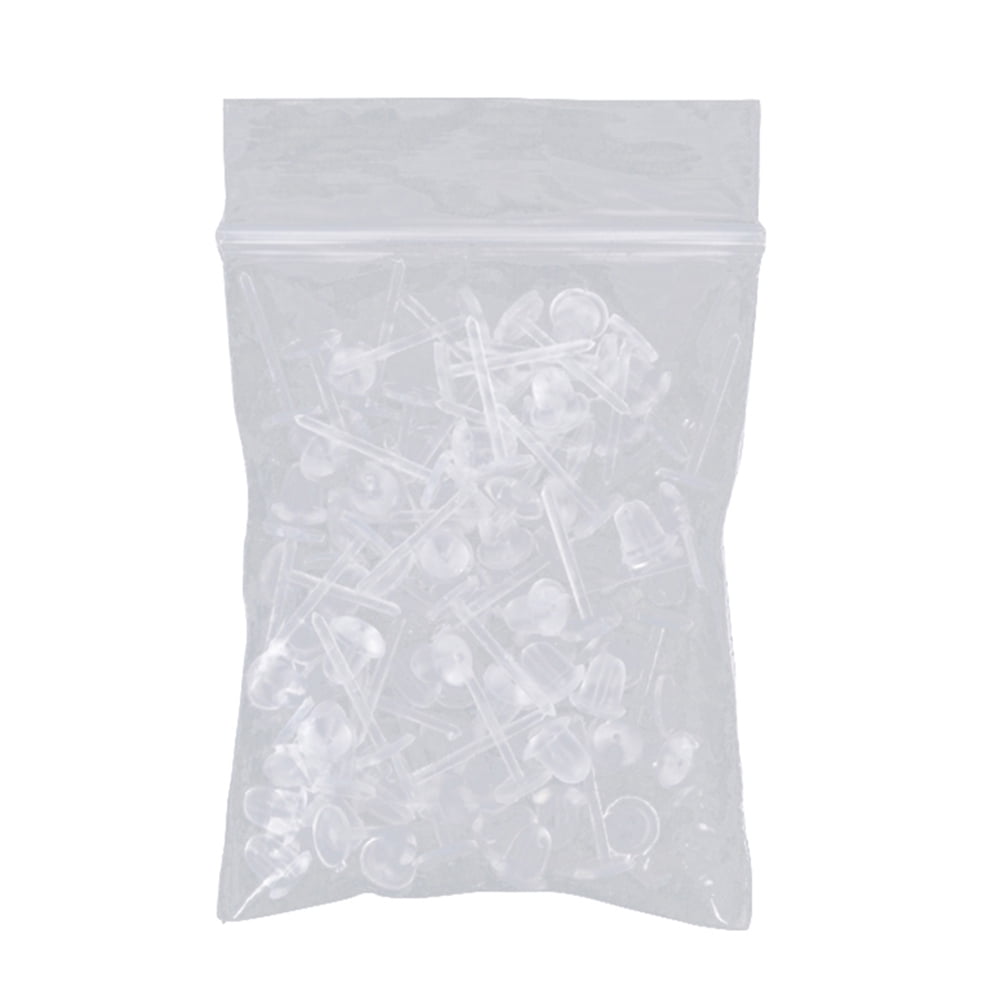Ayyufe 50Pcs/Set Unisex Clear Plastic Earring Post Ear Pins Backs DIY