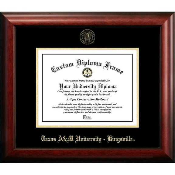 Campus Images TX982GED-1411 11 x 14 in. Texas A&M Kingsville University Gold Embossed Diploma Satin Mahogany Frame