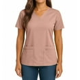 thumbnail image 3 of Scrub Tops for Women Breathable Stretch Fabric V-Neck Scrub Shirts, 4 Pocket Comfortable Scrub Tops Light pink 5XL, 3 of 4