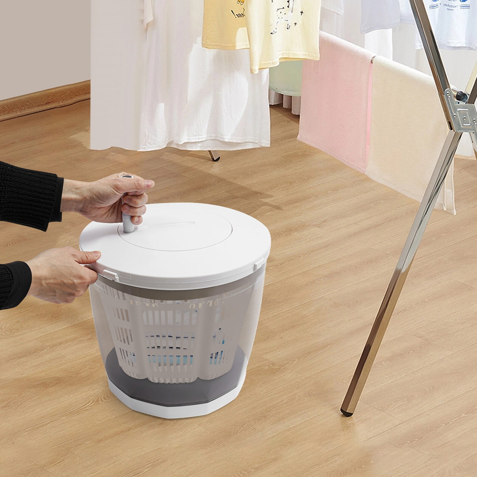 2-in-1 Manual Portable Washer and Spin Dryer, No Electricity Needed, Compact Hand Crank Laundry Device for Travel, Dorms and Small Spaces, Ideal for Underwear, Socks and Small Garments