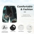 thumbnail image 3 of Balery Wave Ocean Animal Shark Bañador para hombre, shorts de playa de secado rápido con entrepierna y forro de compresión-Medium, 3 of 6