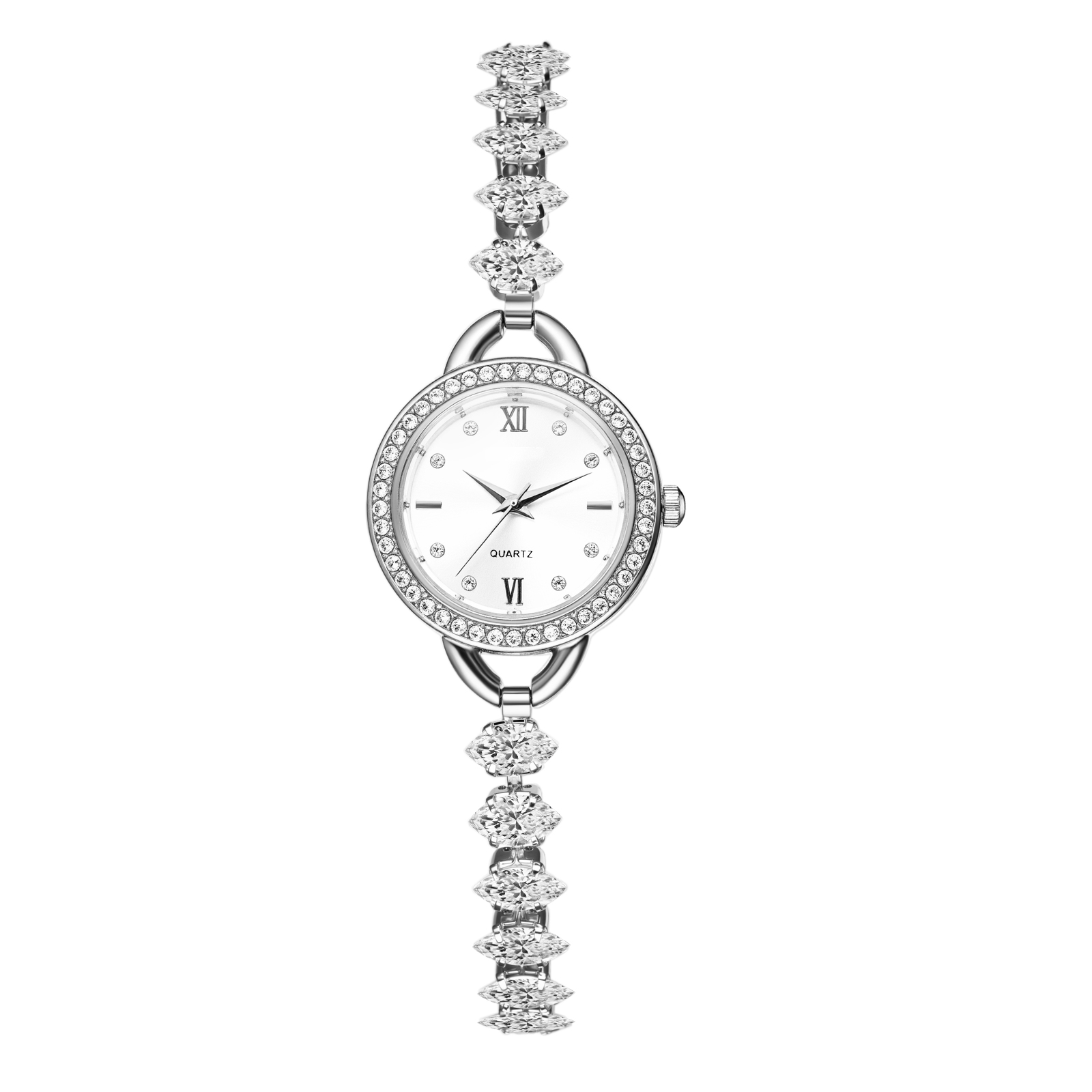 Women\'s Silver White Analog Quartz Petal Casual Bracelet Simulated Luxury Watch Fashion Four-Leaf Clover Bracelet Quartz Watch Casual All  main image 2