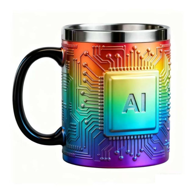 Taza de acero inoxidable con resina y tecnología de conservación del calor, con diseño de chip, para café y cerveza, ideal como regalo para aficionados a la tecnología.