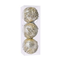Deeceymbur 3 Pcs Vintage Champagne Sequin Christmas Balls Elegant Holiday Tree Decor Pieces